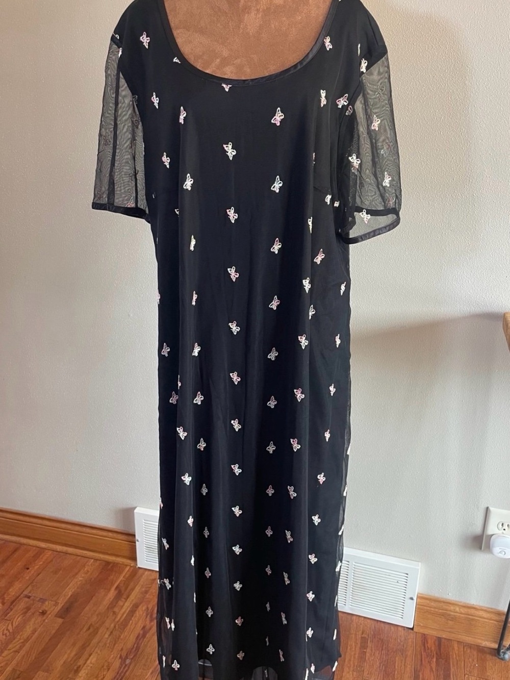 Vintage 90’s S.L Fashion black maxi dress w/ sheer overlay